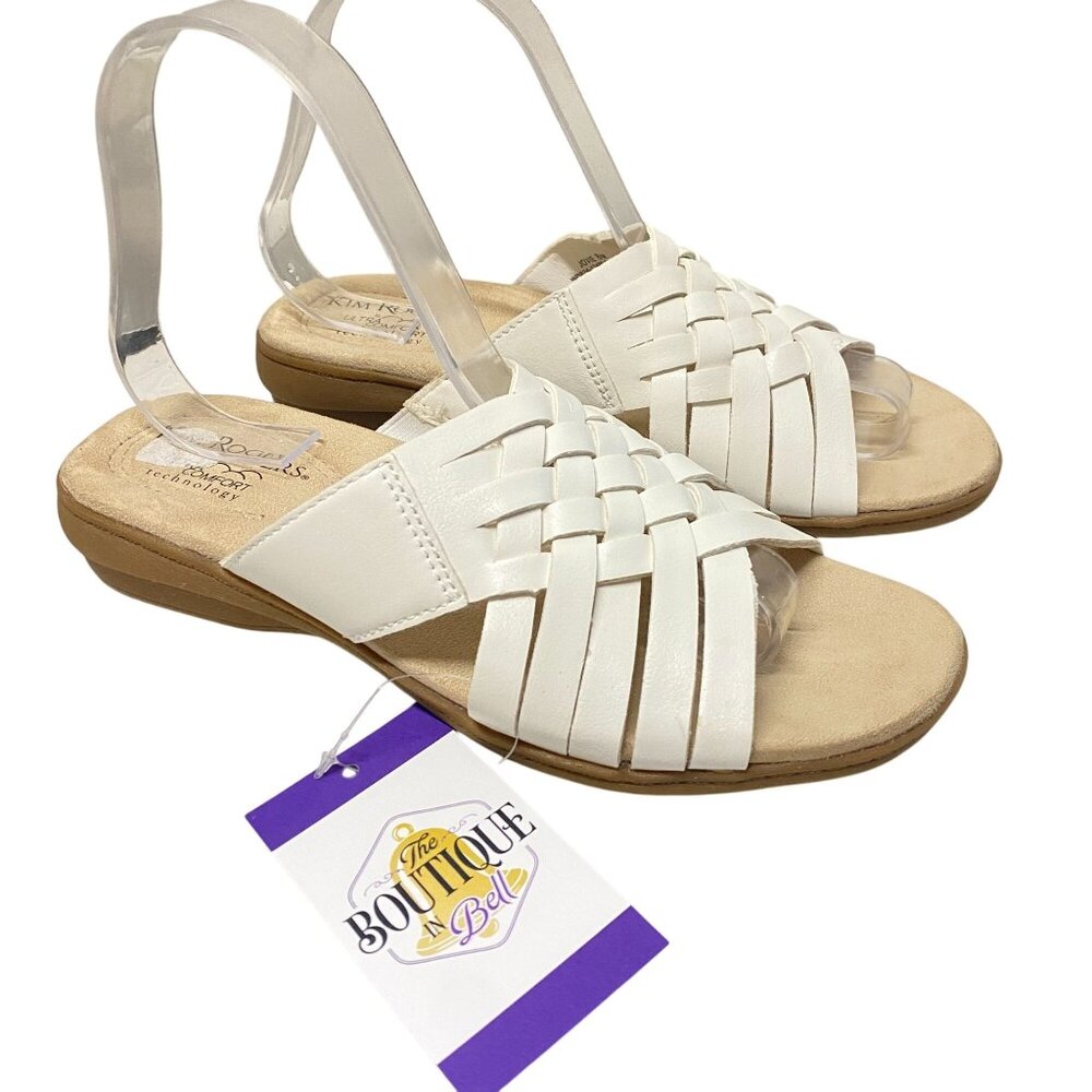 Kim Rogers Jovie Sandals White Womens 8 Ultra Comfort Technology Resort Vacation